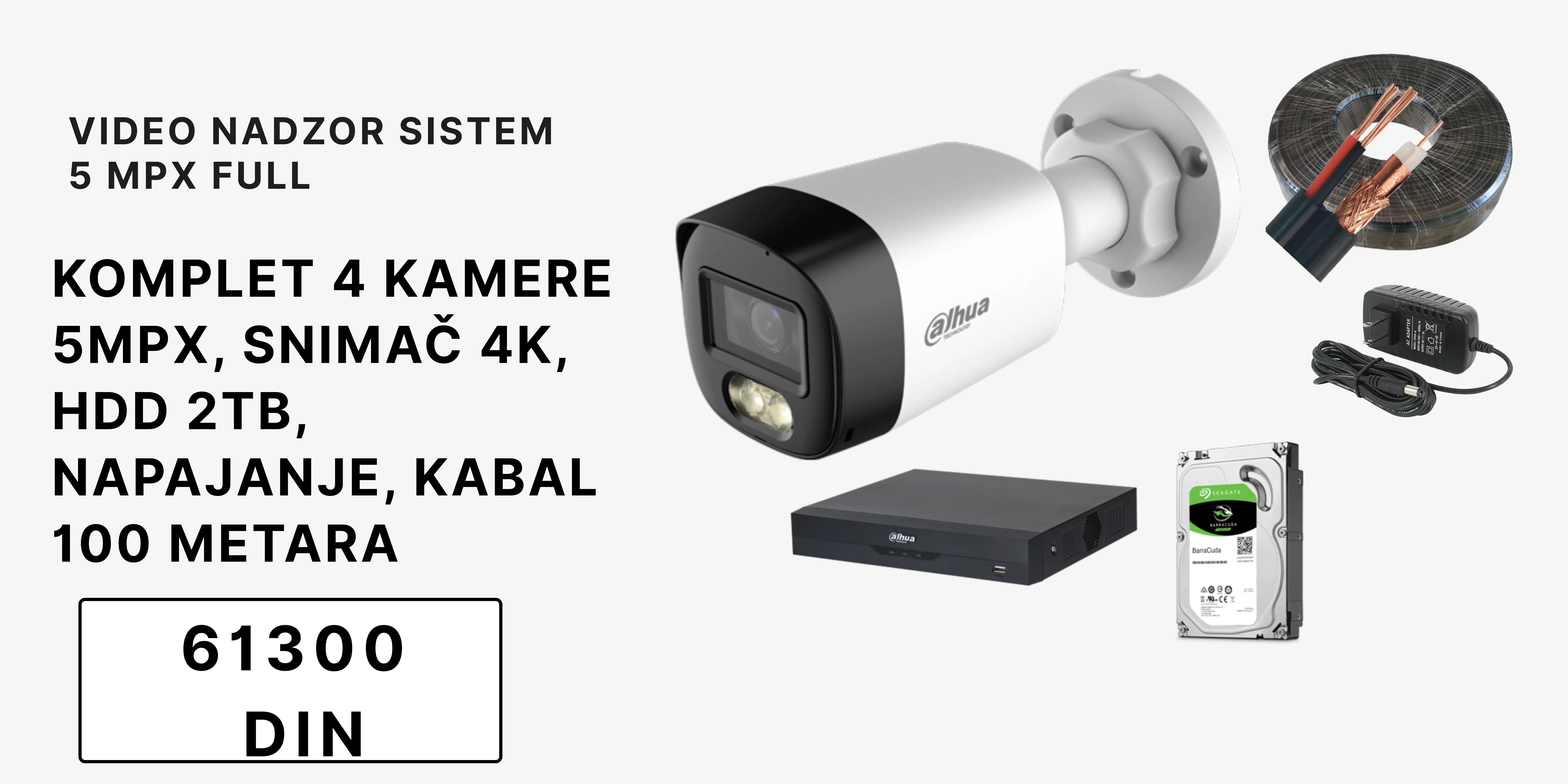 dahua komplet videonadzora 4 kamere 5mpx