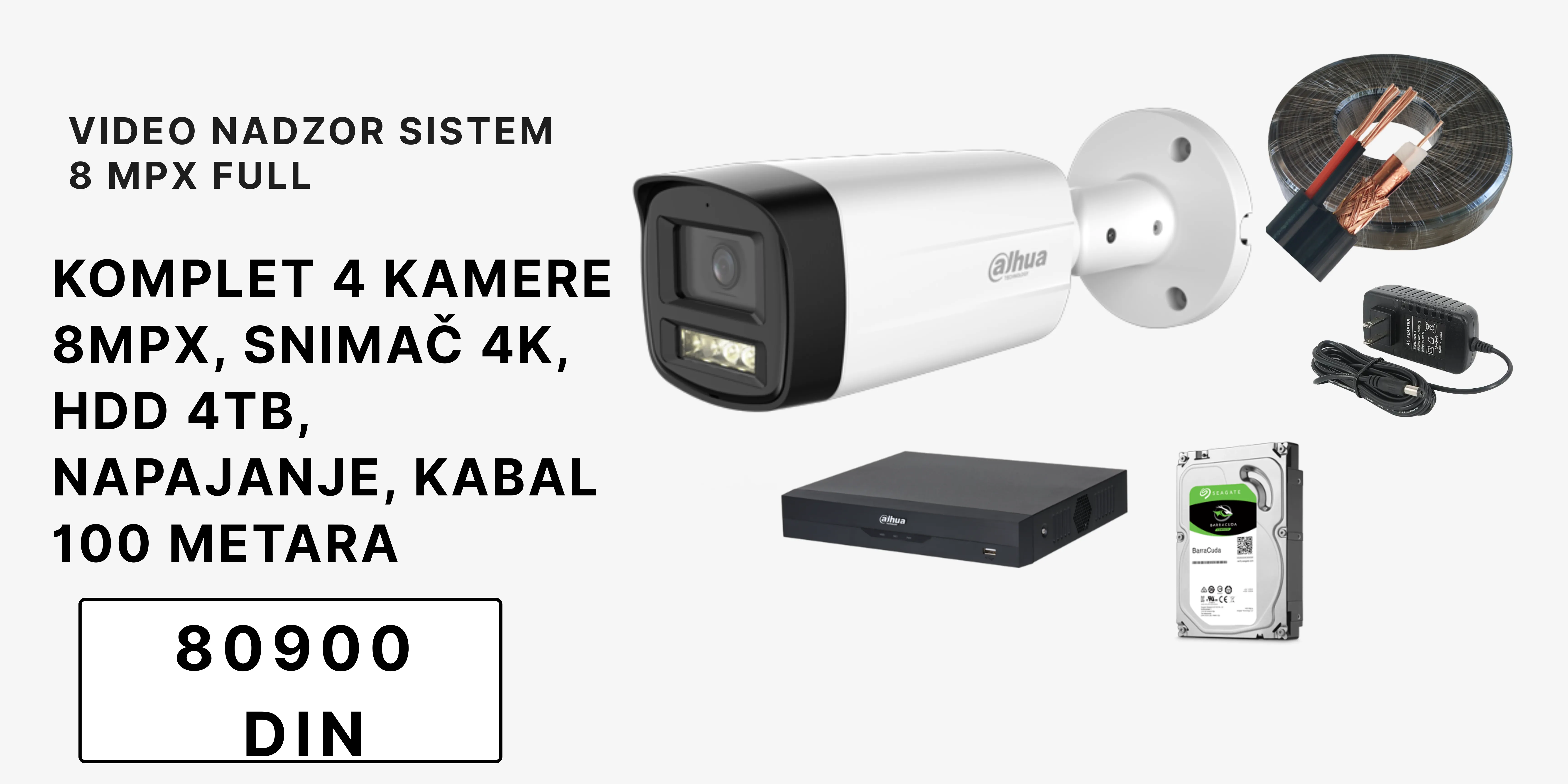 dahua komplet videonadzora 4 kamere 8 mpx